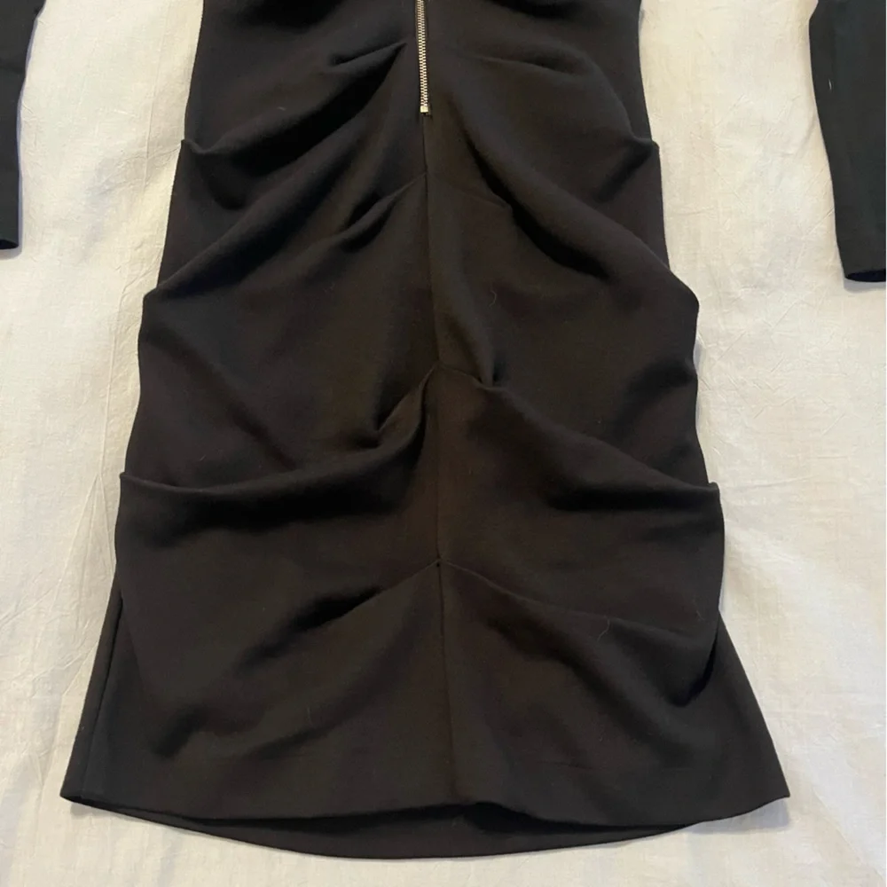 Nicole Miller Artelier Cali Ponte Dress Black Ruched Off-Shoulder Bodycon Med - Picture 7 of 14